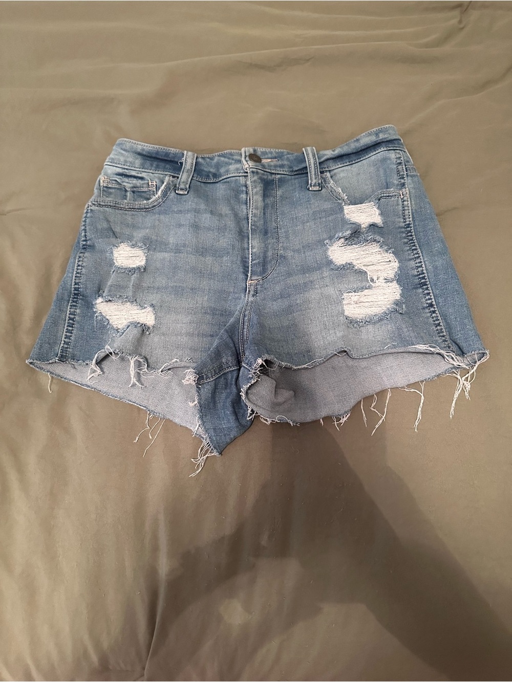 Hollister Light Blue Distressed Denim Shorts